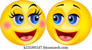feliz, smiley, par, caricatura