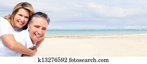 feliz, sênior, par.