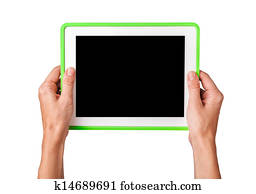 Female hands holding a tablet
