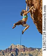 Female rock climber.