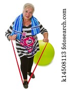 Female senior woman exercises