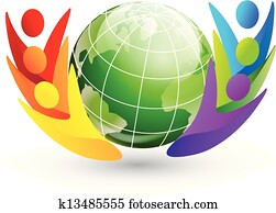 figuras, y, globo, logotipo