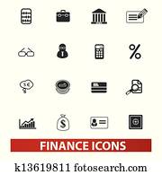finance, money icons set, vector