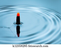 Fishing float signalling bite Fishing float signalling bite