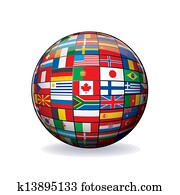 Flags Globe. Sphere with Flags of the World