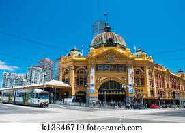 flinders, רחוב, רכבת, station,, melbourne,, אוסטרליה