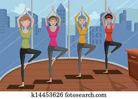 folk, gjør, yoga, inn, ei, yoga studio