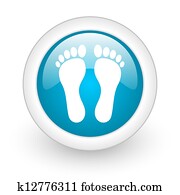 footprint blue circle glossy web icon on white background footprint blue circle glossy web icon on white background