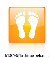 footprint orange square glossy web icon footprint orange square glossy web icon