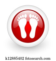 footprint red circle glossy web icon on white background footprint red circle glossy web icon on white background