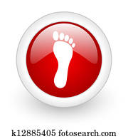 footprint red circle glossy web icon on white background footprint red circle glossy web icon on white background