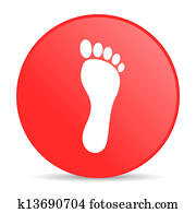 footprint red circle web glossy icon footprint red circle web glossy icon