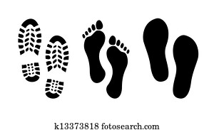 footprint,, נעליים, ו, סנדלים, הדפס, -, דוגמה