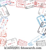 frame from passport visa stamps