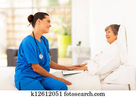 friendly nurse visiting senior patient friendly nurse visiting senior patient