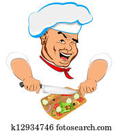 Funny Chef and fresh vegetable Funny Chef and fresh vegetable
