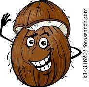 funny coconut fruit cartoon illustration funny coconut fruit cartoon illustration