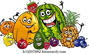funny fruits group cartoon illustration funny fruits group cartoon illustration