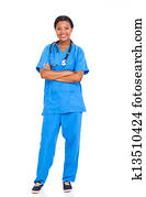 fêmea americana africana, interno, enfermeira