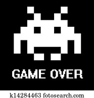 Game over space invader Drawing | k14284452 | Fotosearch