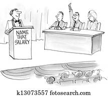 Game show host is waiting for a salary bid