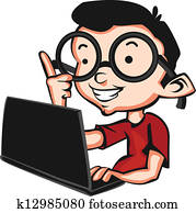 ganso, con, un, computador portatil