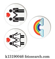 Gay, lesbian marriage, rainbow icon