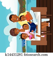 glad, afrikansk amerikansk familie