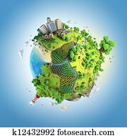 globe concept of idyllic green world globe concept of idyllic green world