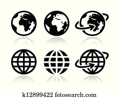 Globe earth vector icons set Globe earth vector icons set