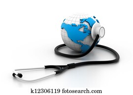Globe with stethoscope Globe with stethoscope