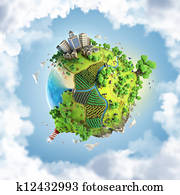 globo, conceito, de, idyllic, verde, mundo