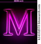 Glowing font. Shiny letter M. Glowing font. Shiny letter M.