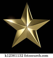 Golden star isolated with clipping path on black background Golden star isolated with clipping path on black background