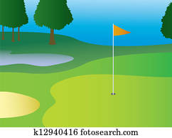Golf Green With Flag Golf Green With Flag