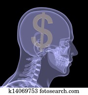 goud, dollar, in, hoofd