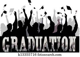 Graduation celebration in silhouette Graduation celebration in silhouette