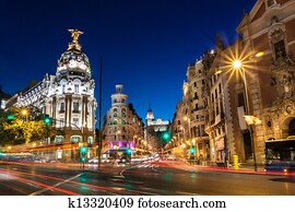 Gran Via in Madrid, Spain, Europe. Gran Via in Madrid, Spain, Europe.