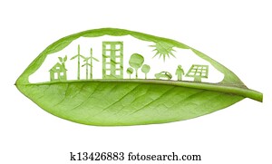 Green city concept, cut the leaves of plants, isolated over white Green city concept, cut the leaves of plants, isolated over white