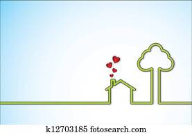 Green Sweet Home and Red Love Heart Green Sweet Home and Red Love Heart