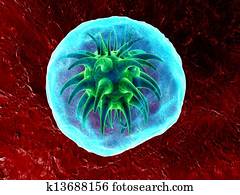 green virus inside in blue cell 