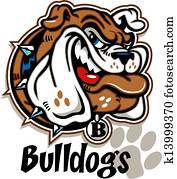 grinsend, karikatur, bulldogge, gesicht grinsend, karikatur, bulldogge, gesicht