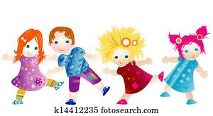 grupo crianças, tendo divertimento