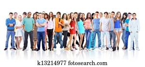 grupo, de, joven, personas., aislado, blanco