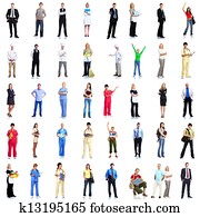 grupo, de, trabajadores, gente, set.