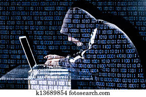 hacker, digitando, ligado, um, laptop