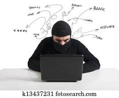 hacker, e, vírus computador, conceito