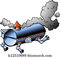 Hand-drawn illustration of an running BBQ barrel Hand-drawn illustration of an running BBQ barrel