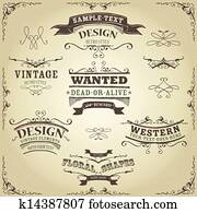 Hand Drawn Western Banners And Ribbons Hand Drawn Western Banners And Ribbons