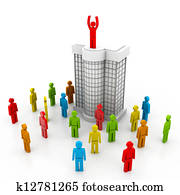 handel team, met, leider